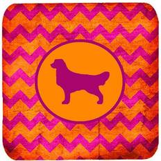 Pink Coasters CoolCookware Golden Retriever Chevron Pink Set Coaster