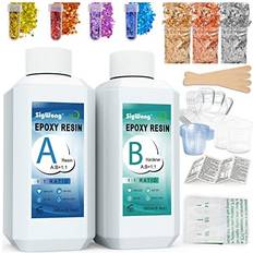 Epoxy Resin Clear Crystal Coating Kit 541g520ml 2 Part Casting Resin for Art Craft Jewelry Making River Tables Bonu Gloves Measuring Cup wooden sticks