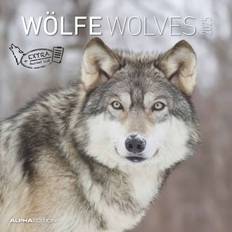 Wölfe 2025 Broschürenkalender 30x60 geöffnet