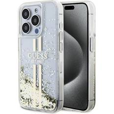 Guess PC/TPU Liquid Glitter Gold Stripe Case for iPhone 15 Pro Max Transparent