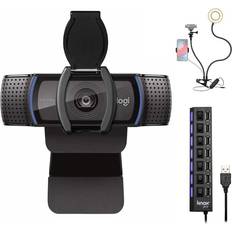 Webcams Logitech C920S Pro Hd Webcam With Usb Hub And Ring Light Black