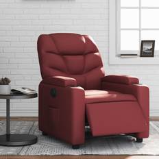 Rojo - Sillón reclinable Sillones vidaXL Reclinable Eléctrico De Cuero Sintético Rojo Tinto Sillón