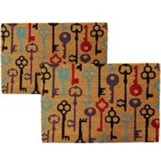 Nicola Spring Halloween Coir Door Mat Keys Yellow