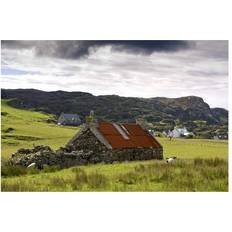 Stone Wall Decorations BrainBoosters Isle of Colonsay Scotland Stone Farmhouse & Surrounding Field Print Poster