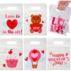 Joyin JOYIN 36 Pcs Valentine's Day Cellophane Gift Bag with Gift Tag, Candy Bag with 6 Valentine’s Themed Designs for Kids Party Favor, Classroom Exchange Prizes,Valentine’s Goody Bag