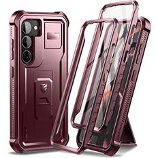 Dexnor Dexnor Full Body Case for Samsung Galaxy S23 Plus 5G/6.6 inches, [Extra Front Frame] Heavy Duty Military Grade Protection Built-in Screen Protector and Kickstand for Samsung S23 Plus 5G,Maroon Red