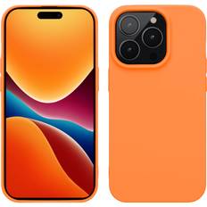 Mobile Phone Cases Kwmobile Case for iPhone 14 Pro Case Soft Slim TPU Silicone Cases Shockproof Flexible Phone Cover Wireless Charger Friendly Fruity Orange