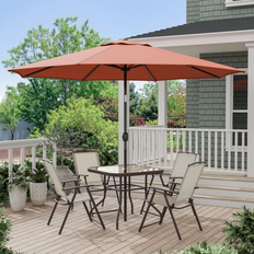 Furniture of America Maine 11-foot Steel Round Market Umbrella with Tilt Sienna