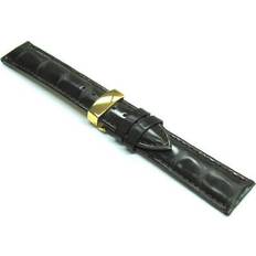 Watch Straps Ewatchparts 18MM LEATHER BAND FOR AUDEMARS PIGUET DEPLOYMENT CLASP BLACK GOLD