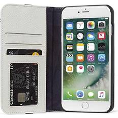 Decoded DECODED Wallet Case for iPhone Full Grain Leather, 3-Slot Wallet, Shock Proof, Book Case for Phone 8 Plus 7 Plus 6s Plus 6 Plus White/Gray