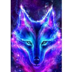 Arts & Crafts MXJSUA DIY 5D Diamond Painting Wolf by Number Kits for Adults, Blue Wolf Diamond Painting Kits Round Full Drill Diamond Art Kits Picture Arts Craft for Home Wall Decor 12x16 inch