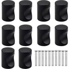 Tianfu 10PCS Black Drawer Door Knob, Single Round Hole Knobs, Modern Handles for Cupboard Cabinet Kitchen