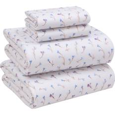 RUVANTI Flannel Queen Bed Sheet Blue (259.08x228.6)