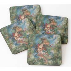 WHIBOS Leather Iranian Miniature Painting Set Coaster 4pcs
