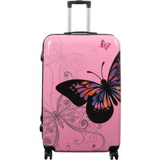 Lyserød kuffert Borg Living Hardcase Kuffert Med Motiv Sommerfugl Lyserød