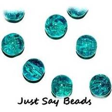 Turquoise Crafts Riga *JSB* 40pcs X 8mm Teal Round Crackle Glass Beads for Jewellery Making- Ref:13A53