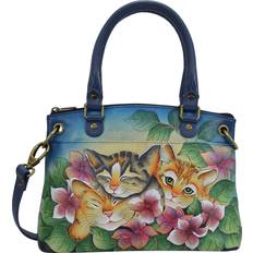 Anna by Anuschka Small Satchel, Three Kittens Blue