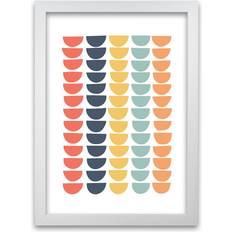 Norden Home Retro Multicolour Half Circles Original Graphic Print on Paper Framed Art