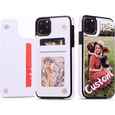 Unique-Custom-Gift Personalized Photo Flip Leather Wallet Case with Card Holder for Apple iPhone 7 8 Plus SE2 XR XS 11 12 13 14 Pro Max, Customize Picture Text PU Kickstand Double Magnetic Cover