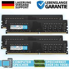 64gb 4x 16gb ddr4 ram pc4-2400t 2rx8 2400 mhz 1.2v desktop pc arbeitsspeicher