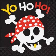 Texte et Lettres Serviettes en papier Unique Party Yo Ho Ho Pirate Disposable Napkins (Pack of 16) Noir/Blanc/Multicolore