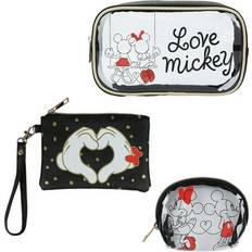 Transparent Toiletry Bags & Cosmetic Bags BioWorld Disney Mickey and Minnie Three-Pack Travel Cosmetic Bag Set