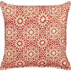 Tessili Beliani Cuscino Decorativo Rosso Panna Cotone Motivo Geometrico 45 x 45 cm Folk Design Rosso