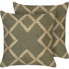 Tessili Beliani of 2 Jute Cushions Beige (45x45cm)