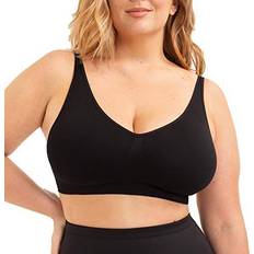 Women's Compression Seamless No Wire Scoop Neck Throw On Bralette - Black 