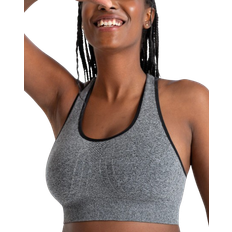 Shapermint Truekind Seamless Racerback Sports Bra - Heather Gray/Black Trim