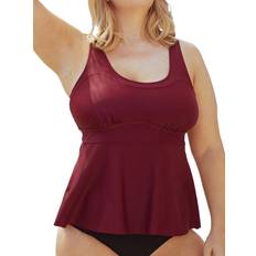 Shapermint Essentials Adjustable Strap Wire Free Tankini - Burgundy