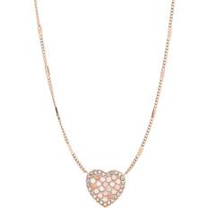 Fossil Damen Halsketten Fossil Mosaic Heart Necklace - Rose Gold/Mother of Pearl/Transparent