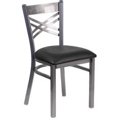 Gray Kitchen Chairs Flash Furniture Hercules Black Vinyl/Clear Kitchen Chair 32.2"