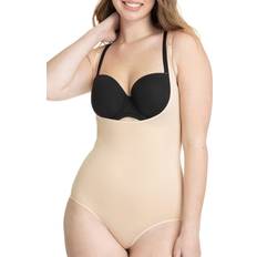 Shapermint Women Bodysuits Shapermint Essentials Open Bust Bodysuit Shaper Panty - Beige