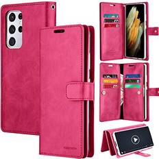 Goospery Goospery Mansoor Wallet for Galaxy S21 Ultra 6.8"2021 Case, Double Sided Multi-Slot Inner Flap Card Holder Ample Storage Flip Phone Cover Hot Pink S21U-MAN-HPNK