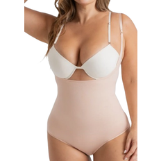 Shapermint Women Bodysuits Shapermint Essentials Open Bust Bodysuit Shaper Panty - Oatmeal