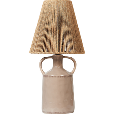 Céramique Lampes de table Beliani En Céramique Taupe Et Corde En Papier 51 cm Lampe de table