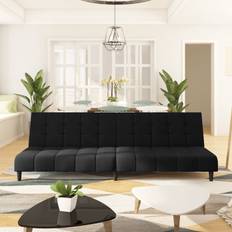 Sammet Soffor vidaXL Bäddsoffa 2-sits Svart Sammet Soffa 2-sits