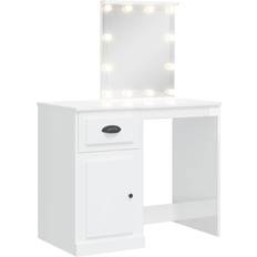 Puertas Tocadores vidaXL Con Luces LED Blanco Brillante 90x42x132.5 cm Tocador 42x90cm