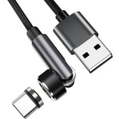 INF Magnetisk USB-C ladekabel 3A Hurtigopladning 2 m Sort