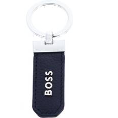 HUGO BOSS Nyckelringar HUGO BOSS Logo Key Ring - Navy Grained Leather/Brass