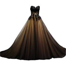 Dresses Kivary Kivary Sweetheart Corset Ball Gown Gothic Prom Wedding Dresses - Black/Gold