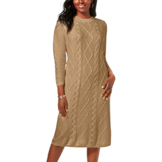 Jessica London Dresses Jessica London Cable Sweater Dress Plus Size - Soft Camel