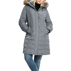 Ellos Clothing Ellos Faux Fur Trim Puffer Plus Size - Gunmetal