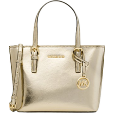 Back Pocket Totes & Shopping Bags Michael Kors Jet Set Travel Extra Small Metallic Top Zip Tote Bag - Pale Gold