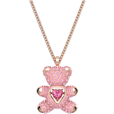 Swarovski Teddy Pendant Necklace - Rose Gold/Pink/Transparent