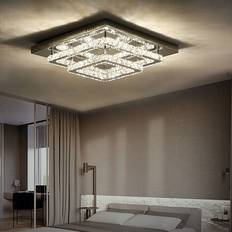 LivingAndHome Modern Chrome Ceiling Flush Light 60cm