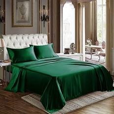 CozyLux CozyLux Satin Bed Sheet Green (259.1x228.6)