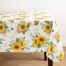 Elrene Home Fashions Fashions Sunflower Season Vintage Floral Stain-Resistant with Flannel Tablecloth (177.8x)