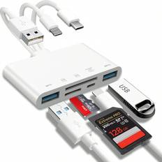 Shein 5-In-1 Memory Card Reader, USB OTG Adapter & SD Card Reader For I-Phone/I-Pad, USB C And USB A Devices With Micro SD & SD Card Slots, Supports SD/Micr